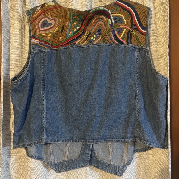Republic Women's Sleeveless Denim Vest Embroidered Button Embellishments Size 26 - Picture 2 of 12